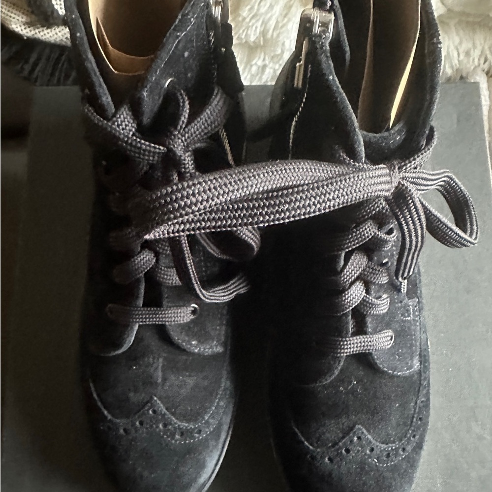 Black Suede Lace-Up Boots